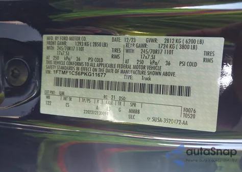 2023 Ford F-150 Xl z USA, uszkodzony, nr VIN 1FTMF1C56PKG11677